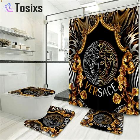 versace bathroom curtains|Versace bath rug.